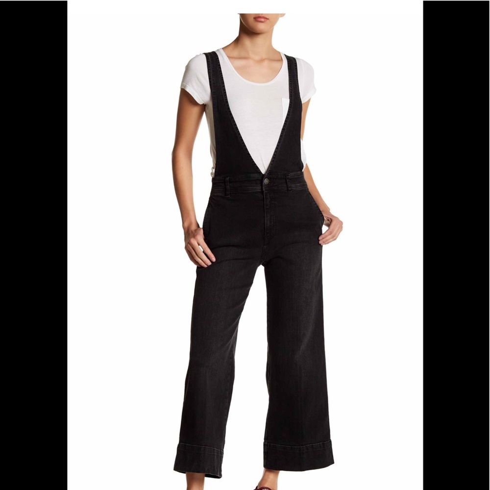 Free People Wide Leg Cropped Overalls